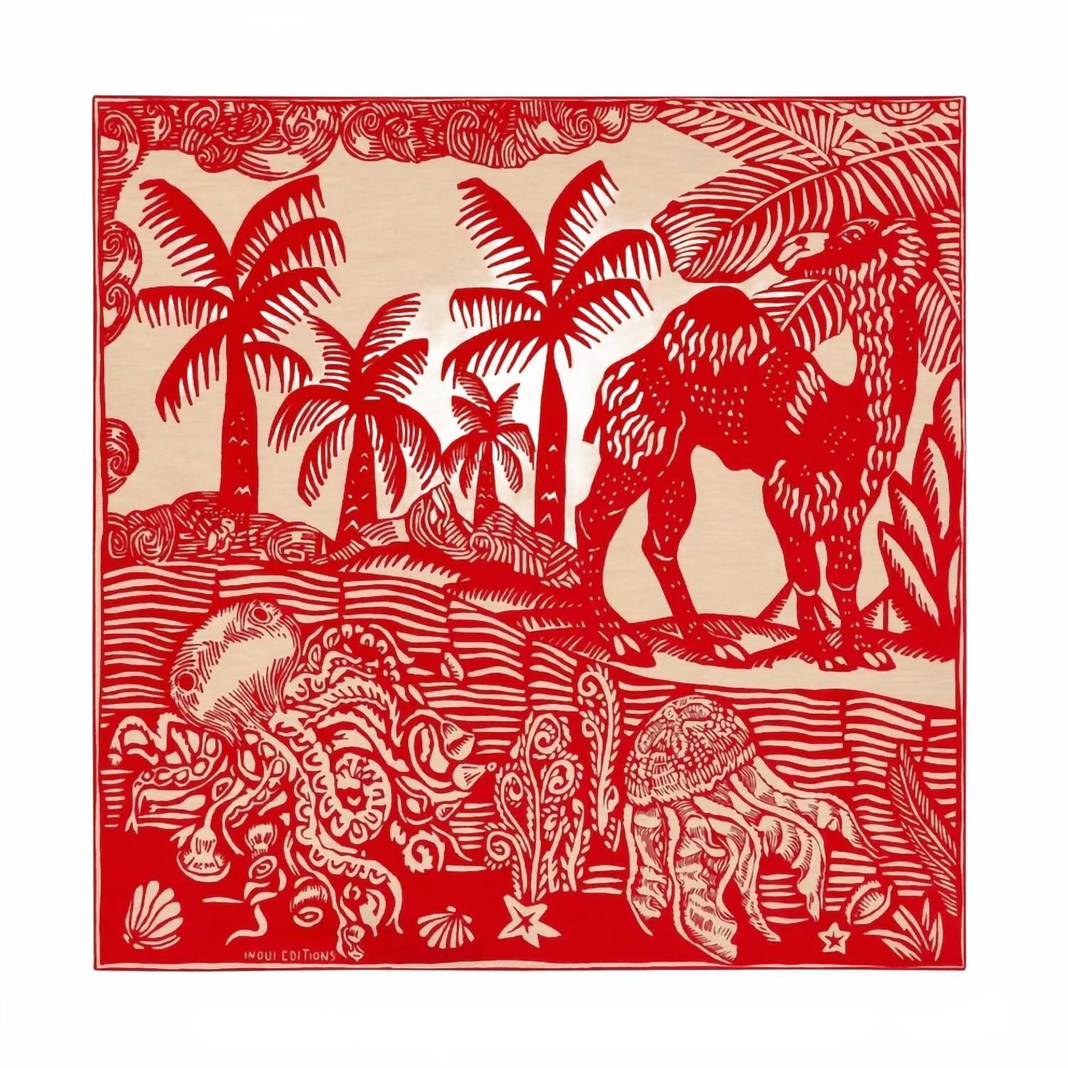 New Inoui Editions Women's Square Carre Duffy Scarf In Red